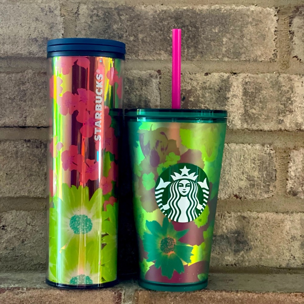 NEW SET🥤STARBUCKS Summer 2022 Dichromatic Flowers Cup & Soft Touch Tumbler